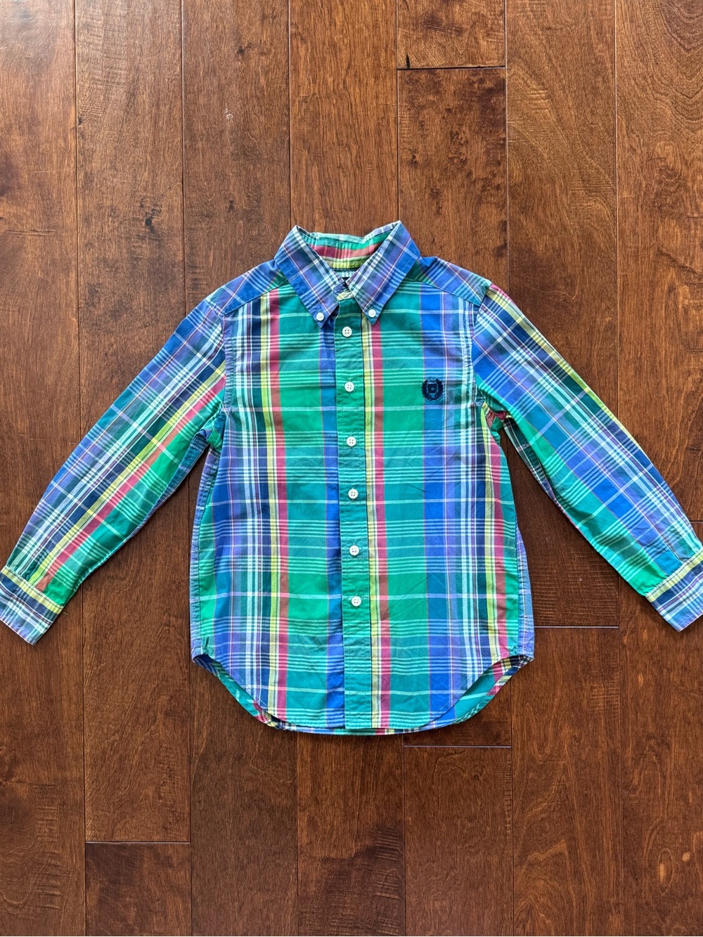 Chaps Boys Green & Blue Plaid Button-Down Shirt - Size 8